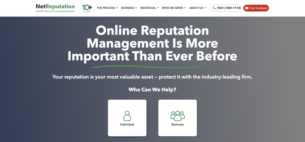 Net Reputation Best for broader review and search reputation repair